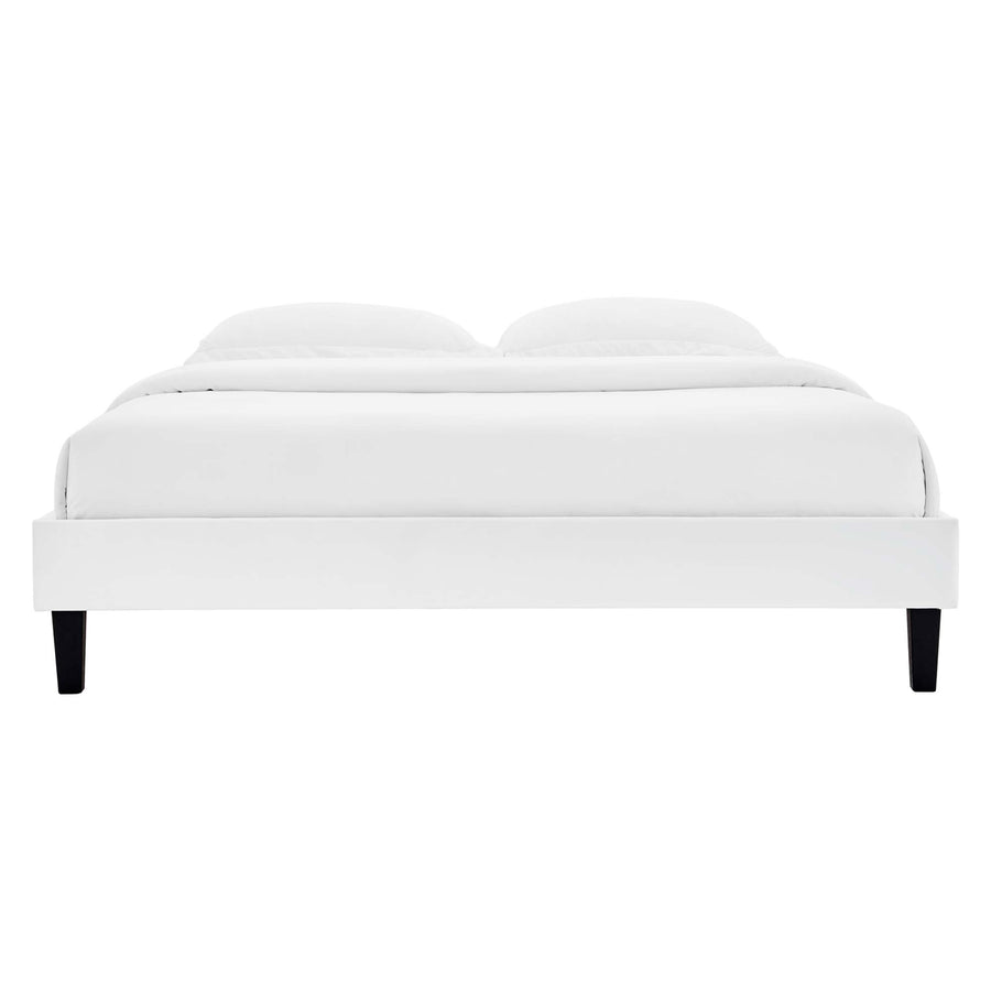 Boucle Performance Velvet Full Platform Bed Frame in White