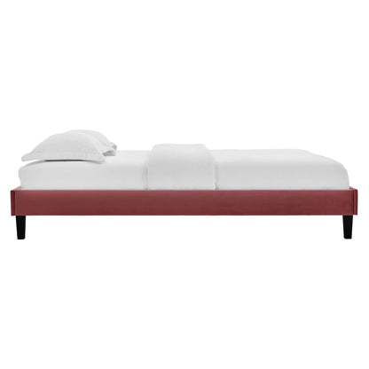 Alessi Tapered Wood Leg Performance Velvet Queen Platform Bed by Furniture For America