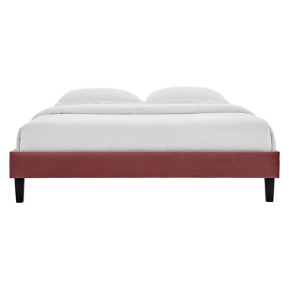 Reign Performance Velvet Queen Platform Bed Frame by Furniture For America