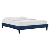 Boucle Performance Velvet King Platform Bed Frame in Navy