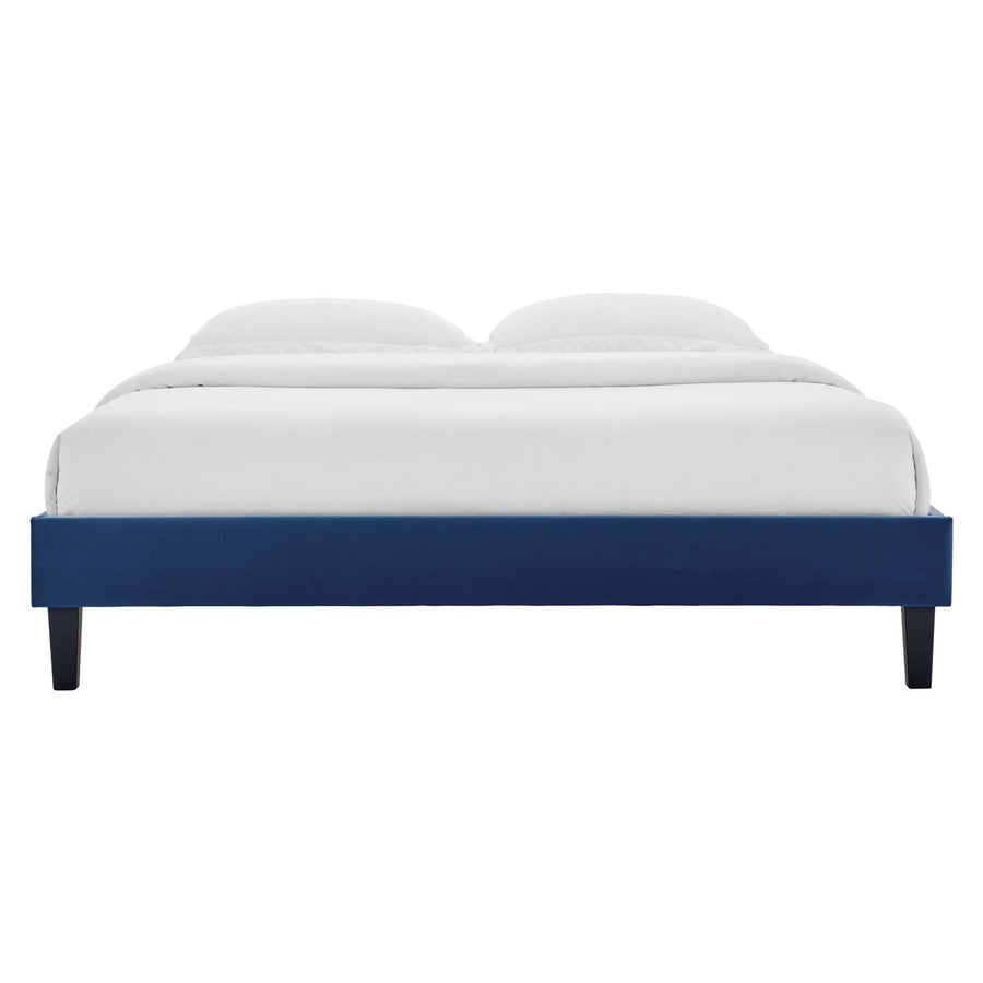 Boucle Performance Velvet King Platform Bed Frame in Navy