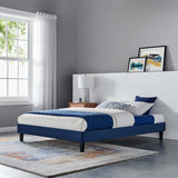 Boucle Performance Velvet King Platform Bed Frame in Navy