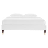 Neroli Performance Velvet Full Platform Bed Frame in White