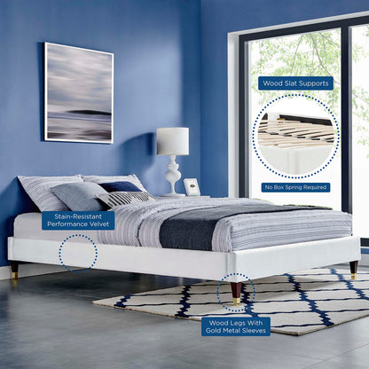 Harlow Performance Velvet Full Platform Bed Frame by Furniture For America