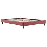 Neroli Performance Velvet Queen Platform Bed Frame in Dusty Rose