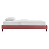 Vega Performance Velvet Queen Platform Bed in Dusty Rose