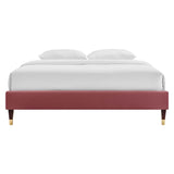 Neroli Performance Velvet Queen Platform Bed Frame in Dusty Rose