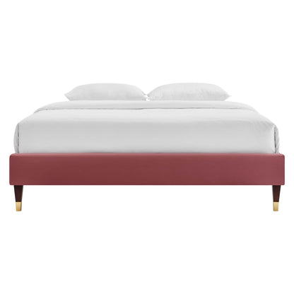 Harlow Performance Velvet Queen Platform Bed Frame by Furniture For America