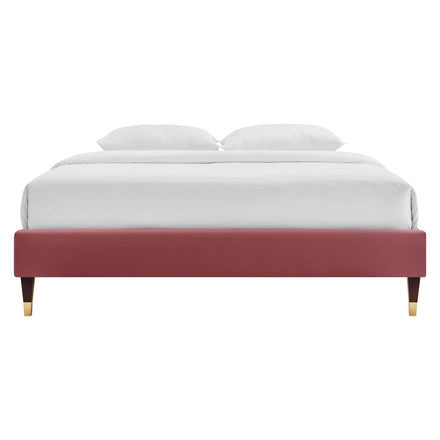 Current Performance Velvet Queen Platform Bed in Dusty Rose