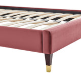 Neroli Performance Velvet Queen Platform Bed Frame in Dusty Rose