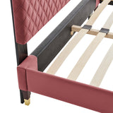 Neroli Performance Velvet Queen Platform Bed Frame in Dusty Rose