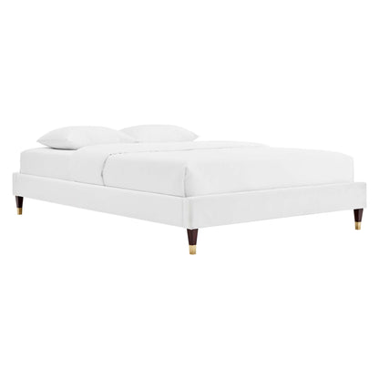 Harlow Performance Velvet Queen Platform Bed Frame by Furniture For America