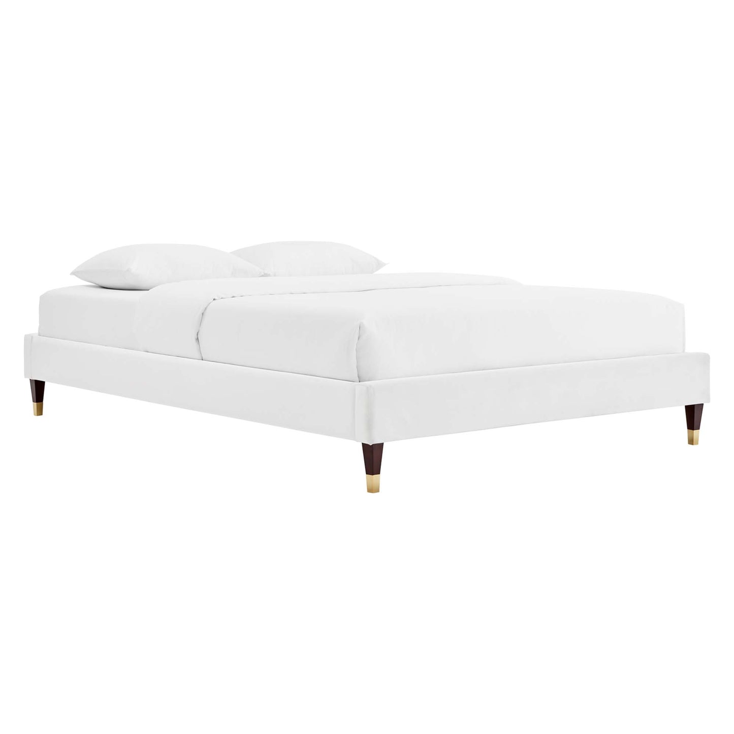 Vega Performance Velvet Queen Platform Bed in White