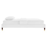 Neroli Performance Velvet Queen Platform Bed Frame in White