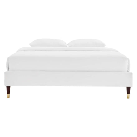 Current Performance Velvet Queen Platform Bed in White