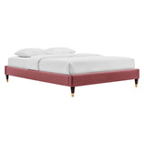 Neroli Performance Velvet King Platform Bed Frame in Dusty Rose