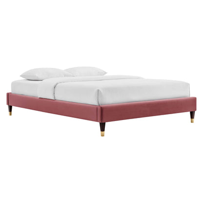 Harlow Performance Velvet King Platform Bed Frame by Furniture For America