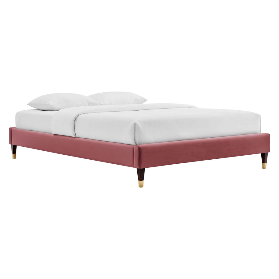 Neroli Performance Velvet King Platform Bed Frame in Dusty Rose