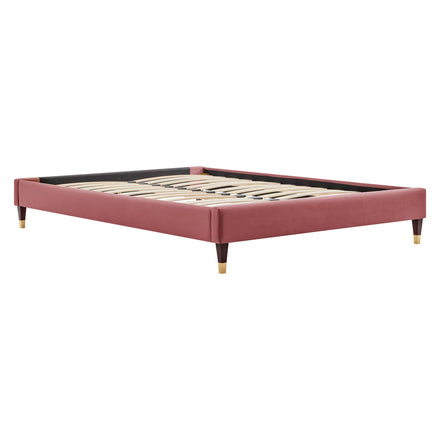 Harlow Performance Velvet King Platform Bed Frame in Dusty Rose