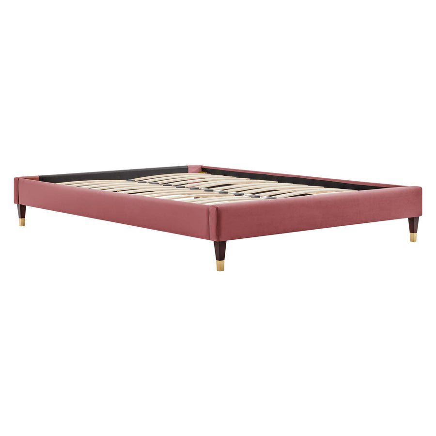 Neroli Performance Velvet King Platform Bed Frame in Dusty Rose