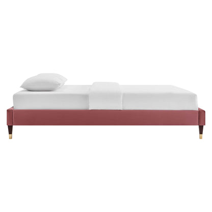 Harlow Performance Velvet King Platform Bed Frame by Furniture For America