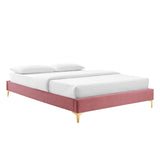 Ochre Performance Velvet Queen Bed Frame in Dusty Rose