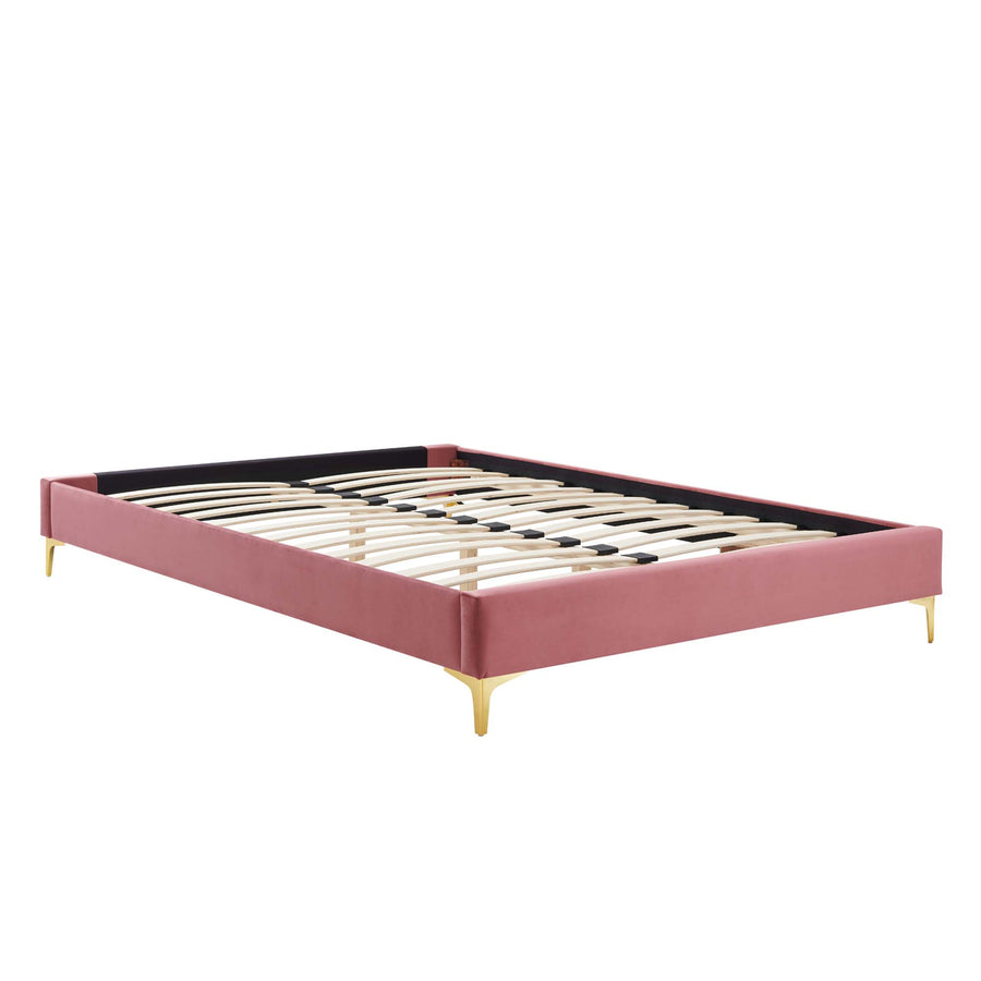 Ochre Performance Velvet Queen Bed Frame in Dusty Rose