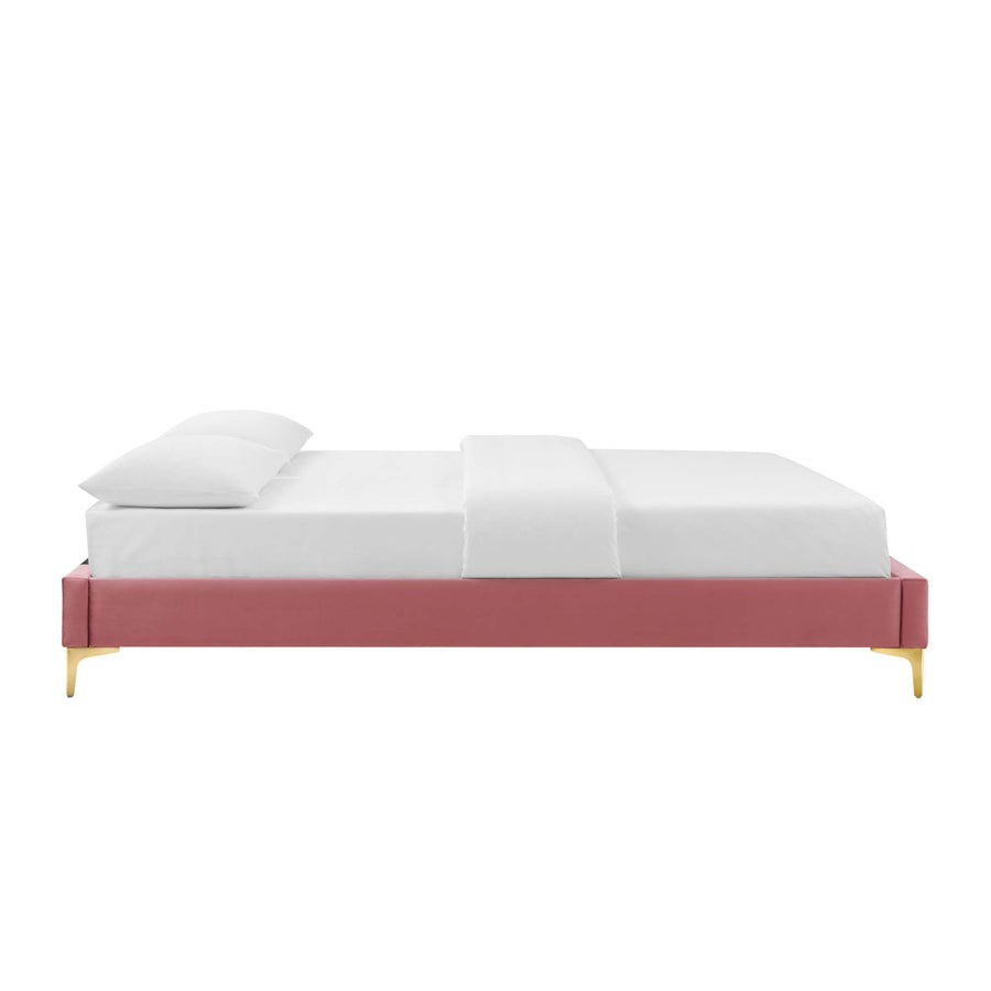 Ochre Performance Velvet Queen Bed Frame in Dusty Rose