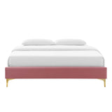 Ochre Performance Velvet Queen Bed Frame in Dusty Rose