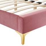Ochre Performance Velvet Queen Bed Frame in Dusty Rose