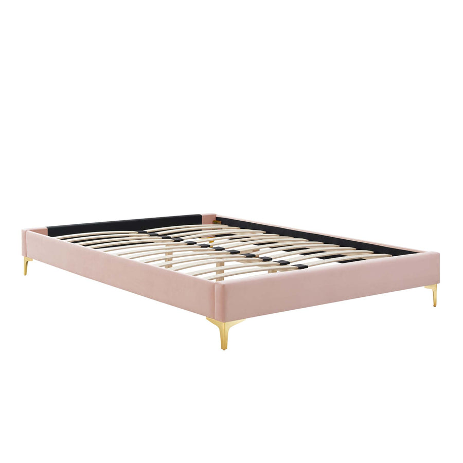 Ochre Performance Velvet Queen Bed Frame in Pink
