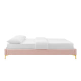 Ochre Performance Velvet Queen Bed Frame in Pink