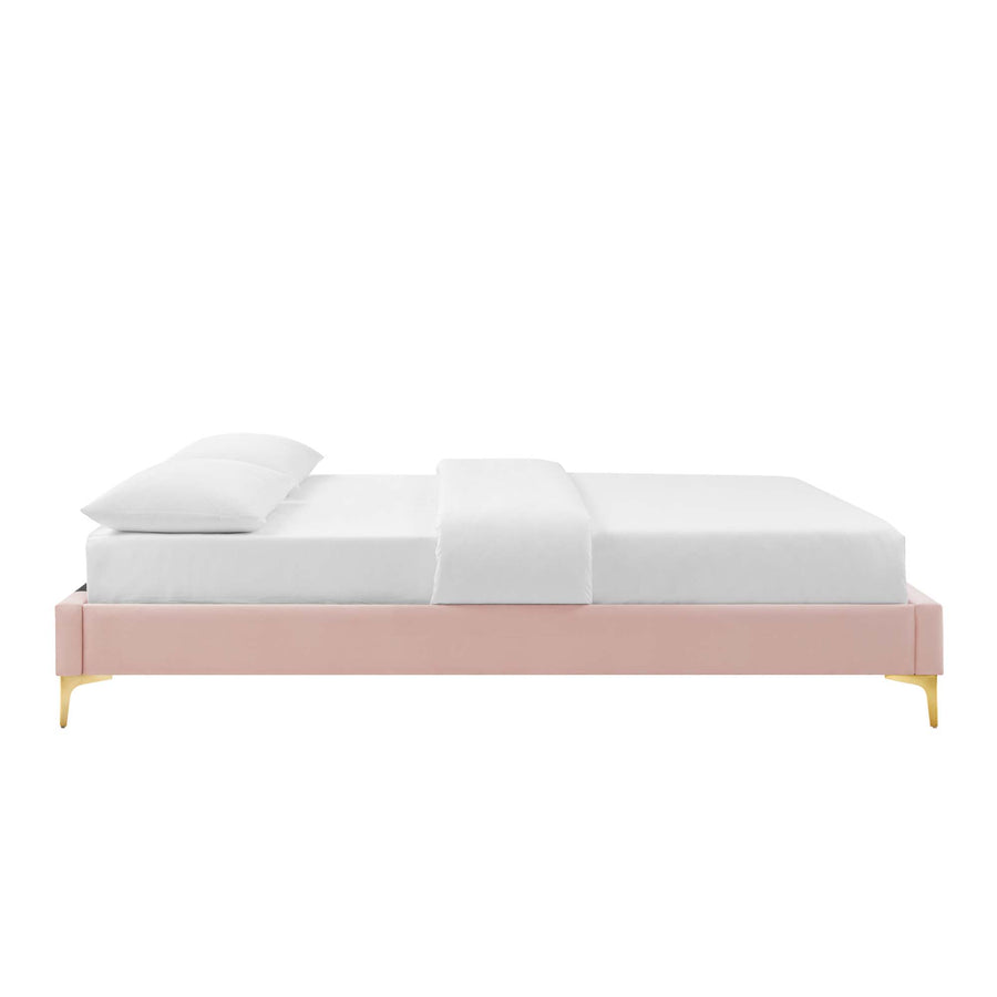 Ochre Performance Velvet Queen Bed Frame in Pink