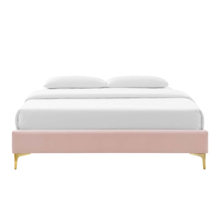 Sutton Performance Velvet Queen Bed Frame in Pink