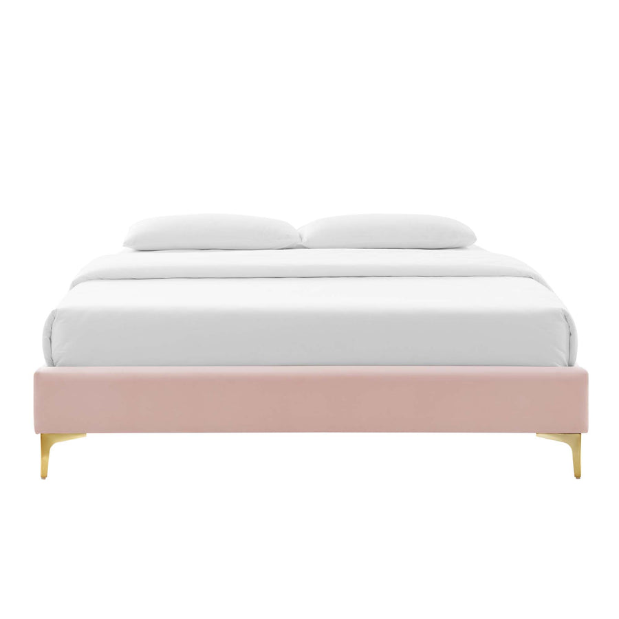 Ochre Performance Velvet Queen Bed Frame in Pink