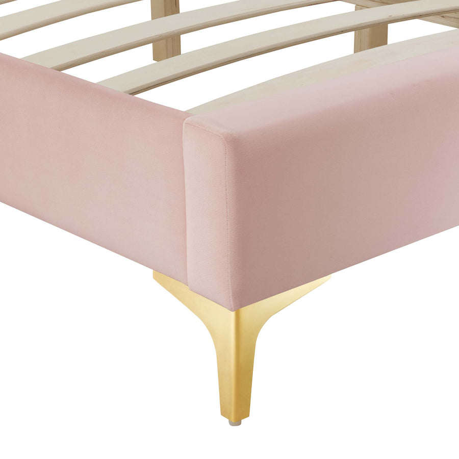 Ochre Performance Velvet Queen Bed Frame in Pink