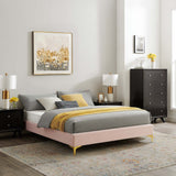 Ochre Performance Velvet Queen Bed Frame in Pink