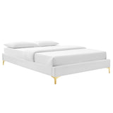 Tatum Tufted Performance Velvet Queen Platform Bed in White