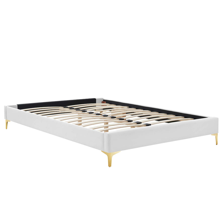 Ochre Performance Velvet Queen Bed Frame in White