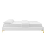 Ochre Performance Velvet Queen Bed Frame in White