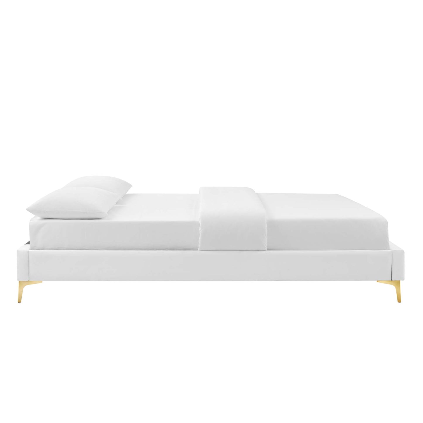 Tatum Tufted Performance Velvet Queen Platform Bed in White