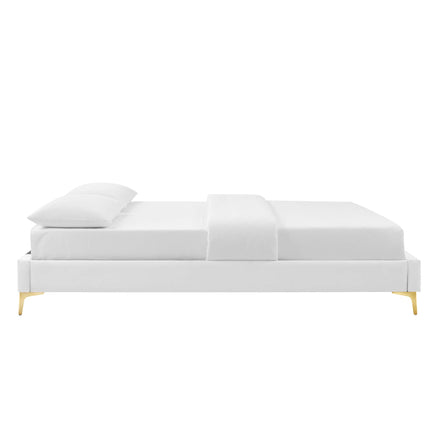 Gwyneth Tufted Performance Velvet Queen Platform Bed in White