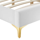 Ochre Performance Velvet Queen Bed Frame in White