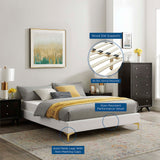 Ochre Performance Velvet Queen Bed Frame in White