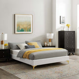 Ochre Performance Velvet Queen Bed Frame in White