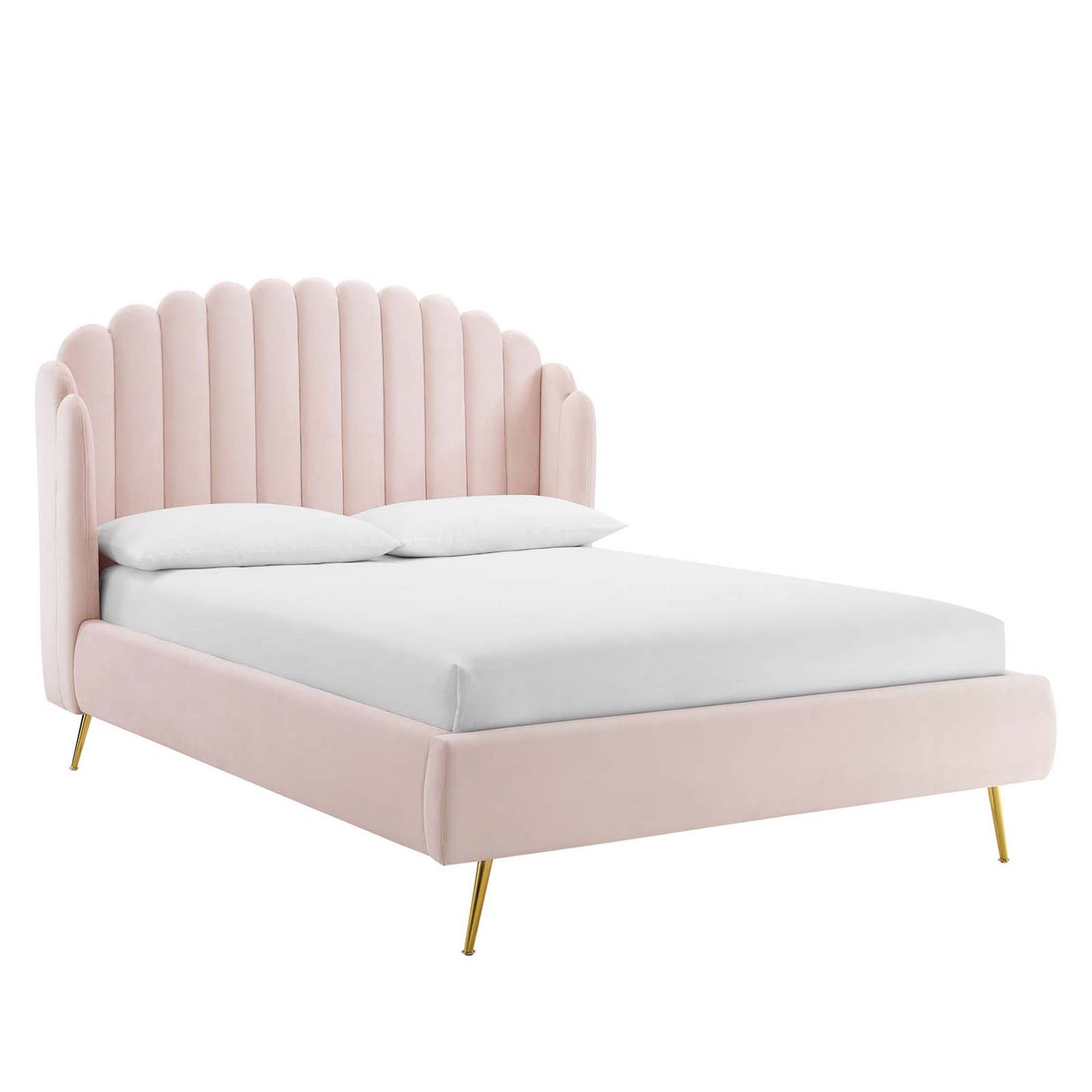 Lana Performance Velvet Queen Wingback Platform Bed by Furniture For America