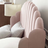 Merida Performance Velvet Queen Wingback Platform Bed in Pink