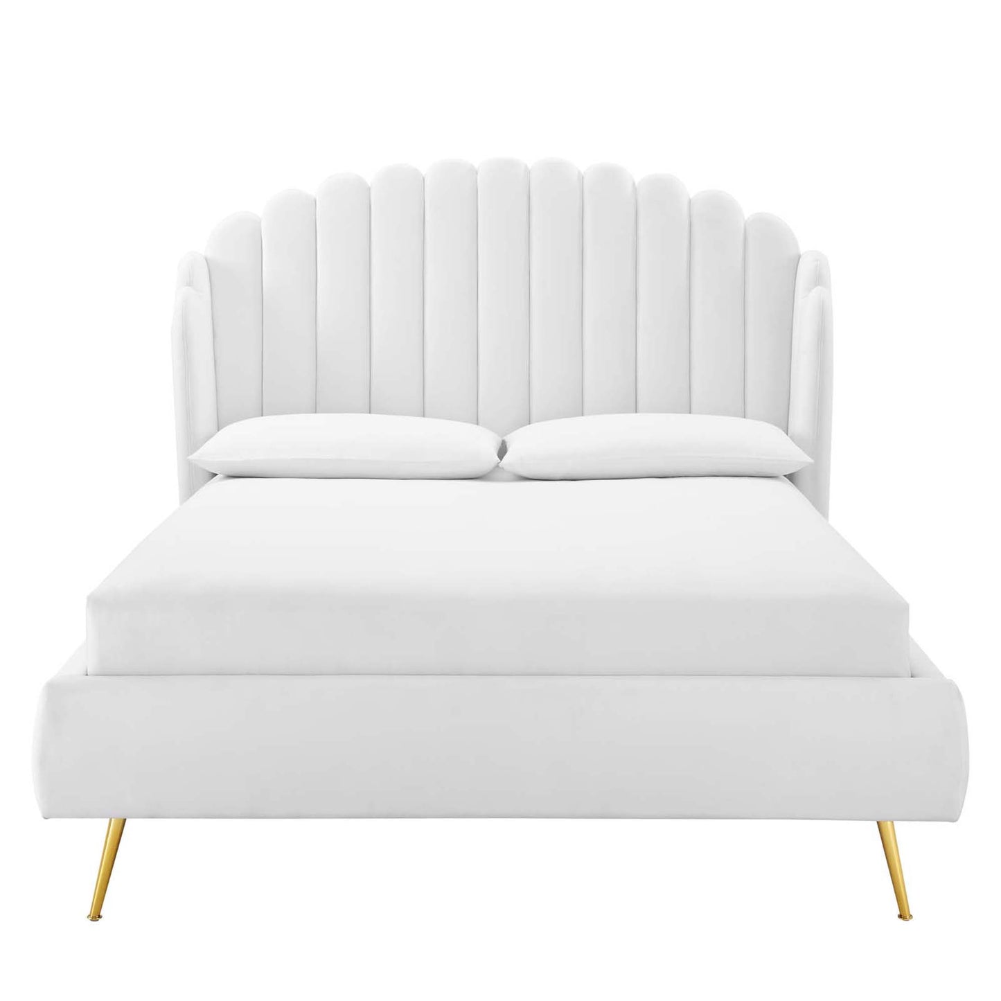 Lana Performance Velvet Queen Wingback Platform Bed by Furniture For America
