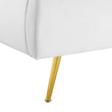 Merida Performance Velvet Queen Wingback Platform Bed in White