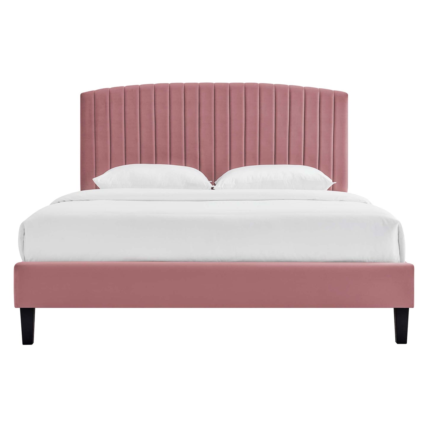 Alessi Tapered Wood Leg Performance Velvet Queen Platform Bed by Furniture For America